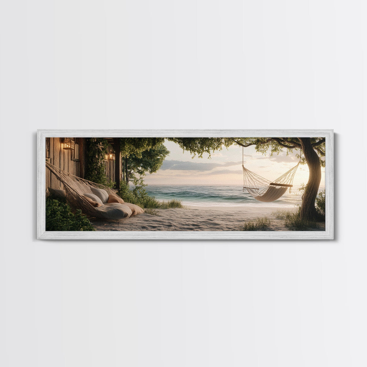 Hammock Sunset Canvas Print Coastal Landscape Art Rustic Cottagecore Wall Art Bedroom Serenity Horizontal Living Room Decor | | Wiccan Center