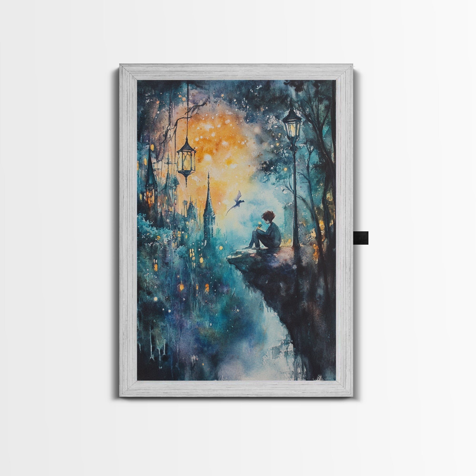 Magical Nightscape Framed Canvas Print Whimsical Fantasy Art Moody Wall Art Gift Idea Living Room Decor Dark Romantic Artwork | | Wiccan Center