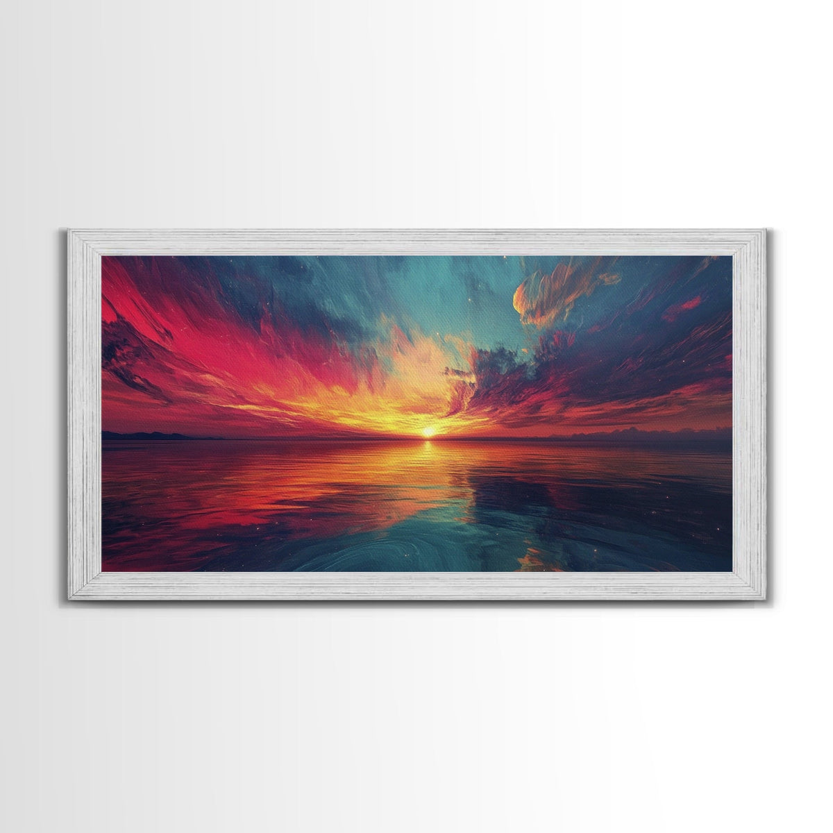 Cosmic Sunset, Dark Romance, Lofi Art, Moody Wall Art, Extra Wide Art, Above Couch Art, Framed Canvas Print, Bedroom Decor | | Wiccan Center