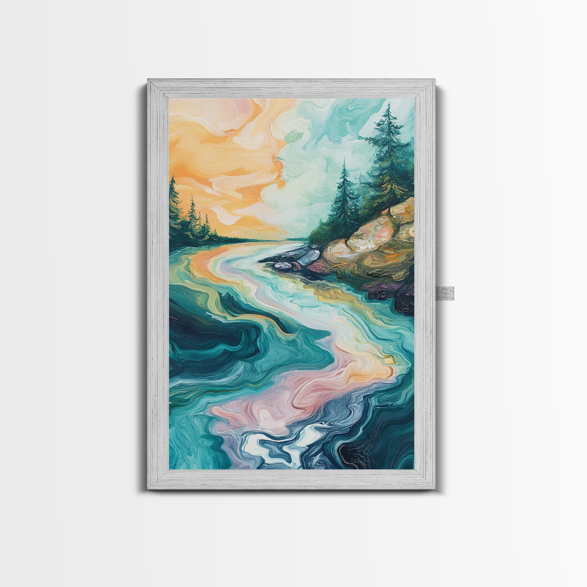 Swirling River Art, Abstract Nature Scene, Dreamy Landscape, Flowing Water, Boho Wall Art, Colorful Decor, Canvas Print | | Wiccan Center