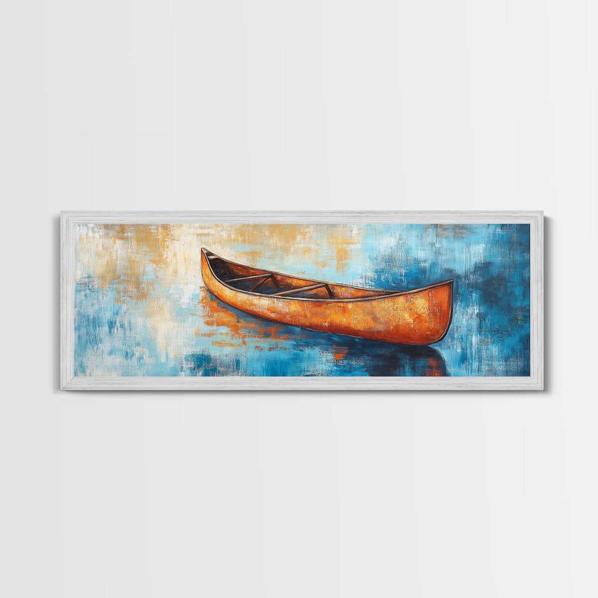 Rustic Canoe Reflection Canvas Print Lake House Wall Art Tranquil Watercolor Boat Painting Vintage Cabin Decor Nature Gift | | Wiccan Center