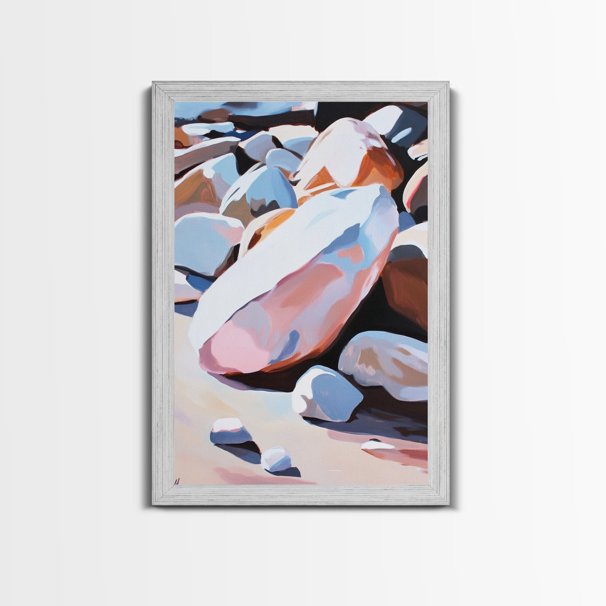 Mystic Cliffside, Surreal Landscape, Nature Aesthetic, Modern Wall Decor, Soft Pastels, Dreamy Art, Framed Canvas Print, Hallway | | Wiccan Center