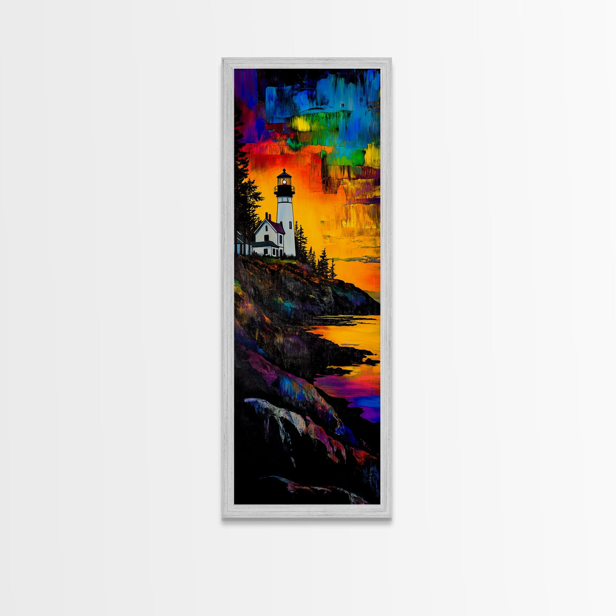 Lighthouse Sunset, Coastal Landscape, Nautical Art, Canvas Print, Colorful Seascape, Ocean Wall Art, Beach House Decor, Vibrant Wall Art | | Wiccan Center