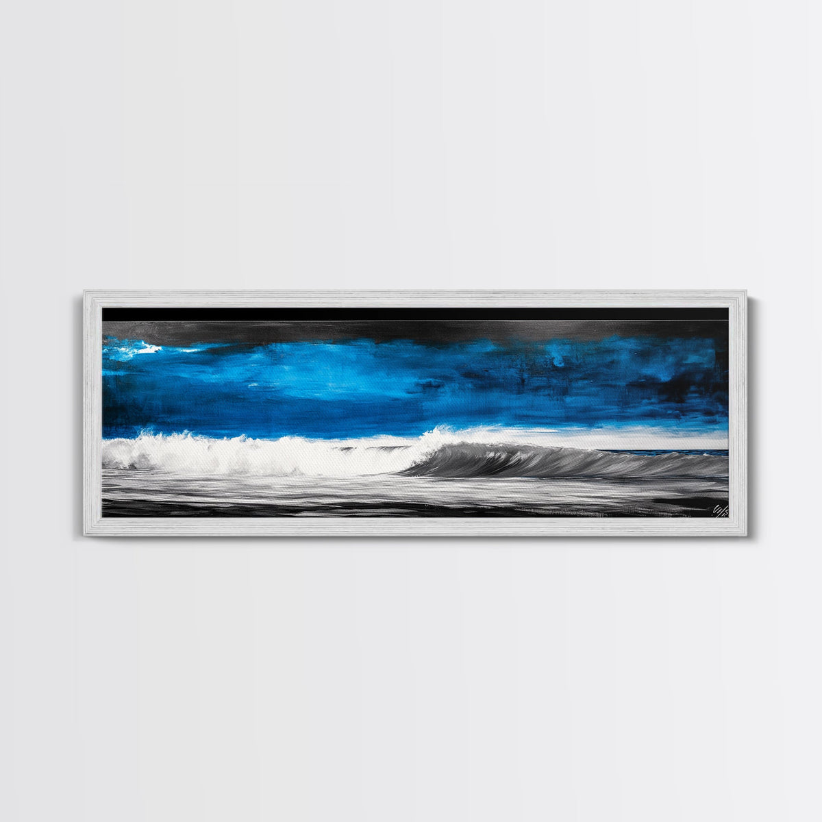 Ocean Wave Painting, Blue Seascape Art, Modern Coastal Decor, Large Beach Wall Art, Minimalist Water Art, Office Wall Decor, Framed Canvas Print | | Wiccan Center
