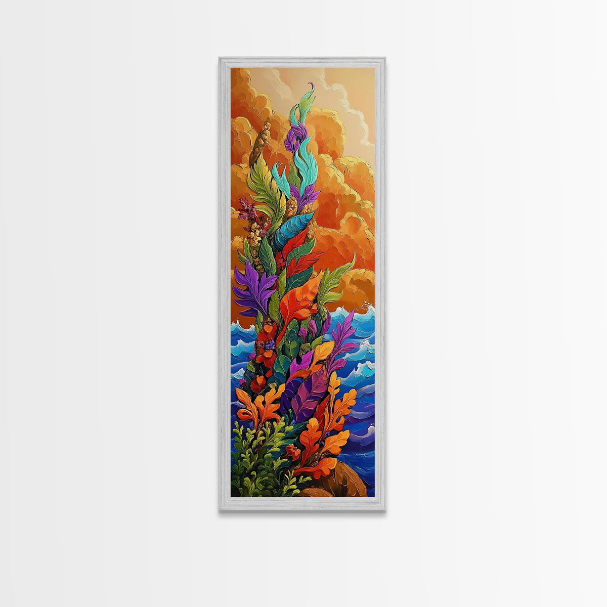 Seaweed Ocean, Abstract, Framed Canvas Print, Vibrant Coastal Kitchen Wall Art, Ocean Inspired Boho Decor, Underwater Garden Style | | Wiccan Center
