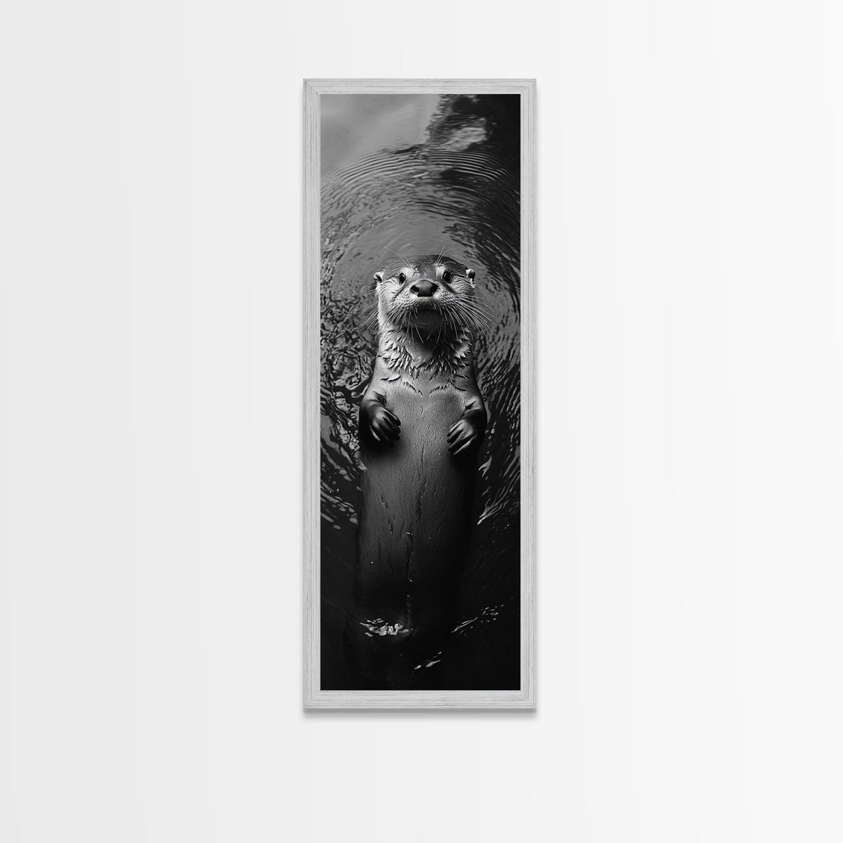 Cute Otter, Wildlife Charm, Animal Portrait, Black White Art, Canvas Print, Kids Room Wall Art, Woodland Nursery, Nature Lover Gift