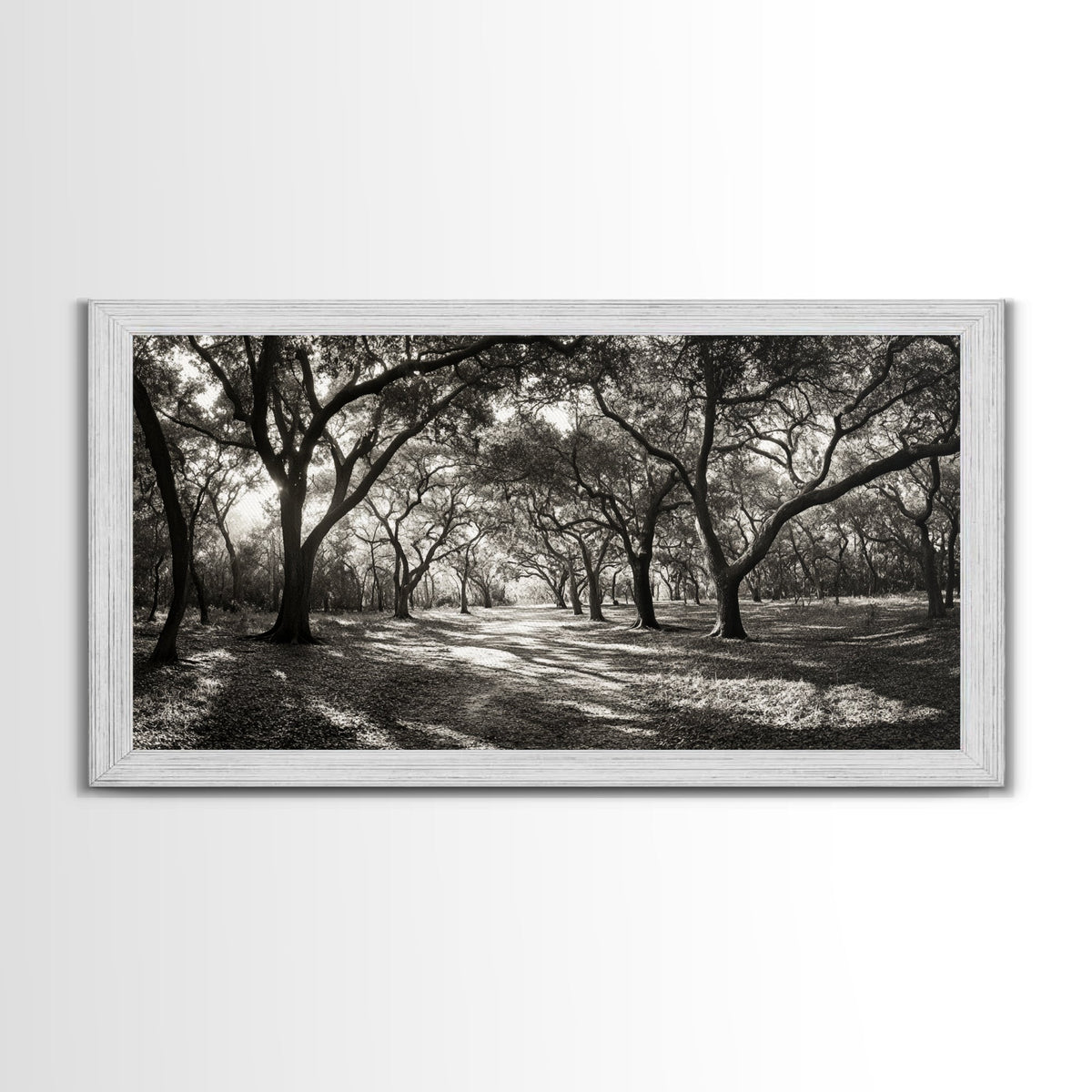 Oak Tree Path, Autumn Forest Glow, Nature Trail Photography, Framed Canvas Print, Hallway Wall Art, Earthy Decor, Woodland Art | | Wiccan Center