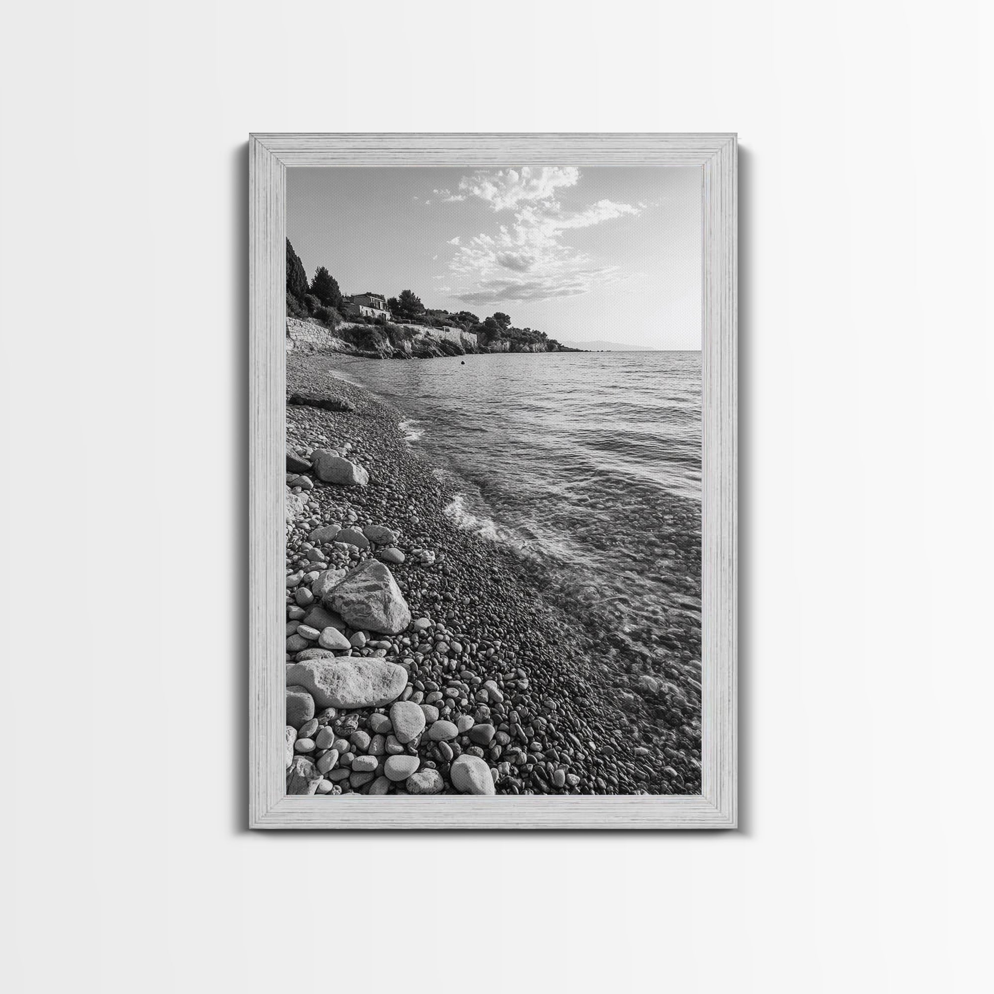 Pebble Beach, Tranquil Coastline, Coastal Stones, Sunrise Shore, Canvas Print, Bathroom Wall Art, Ocean Photography, Beach House Decor | | Wiccan Center