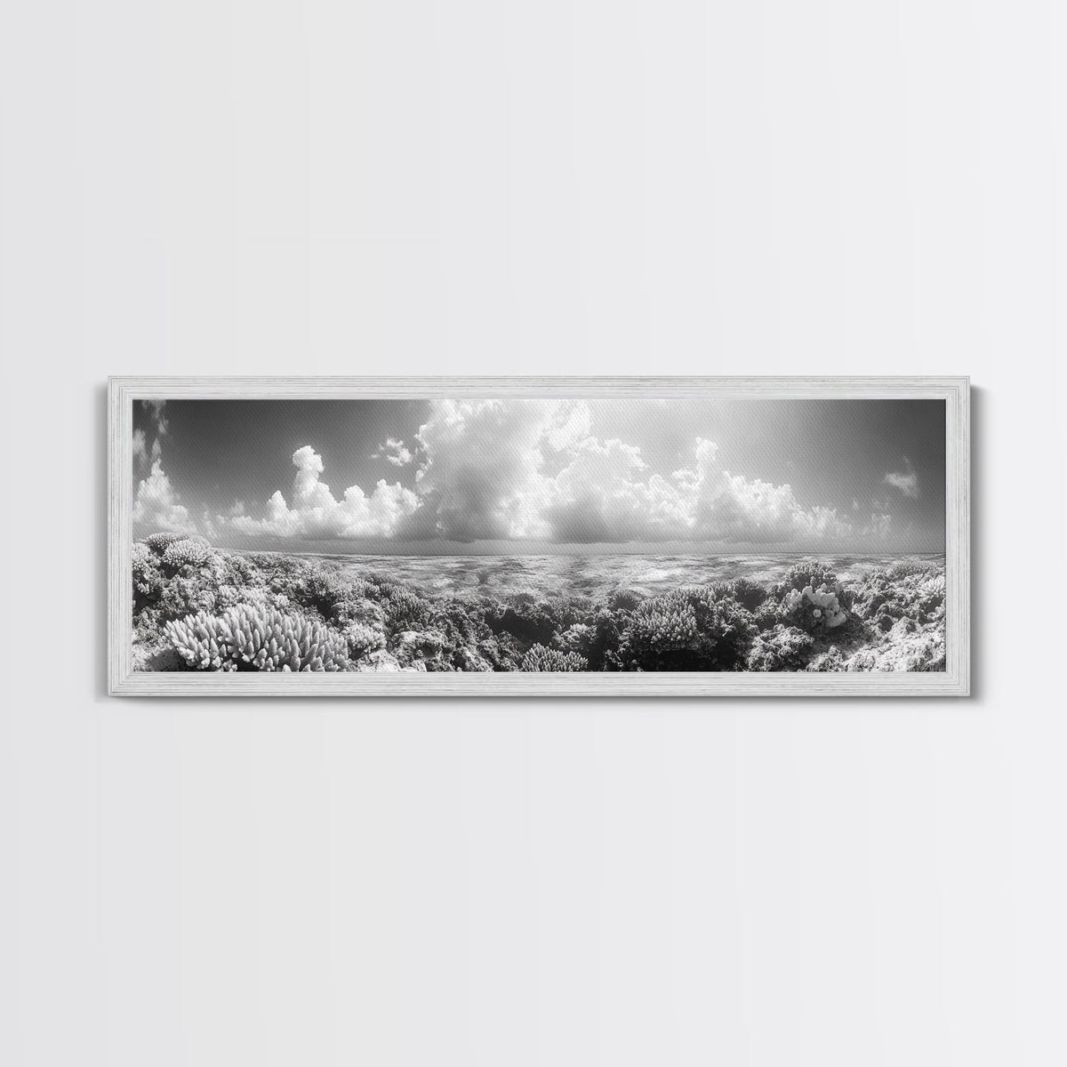 Coral Reef, Ocean Horizon, Cloudscape, Canvas Print, Underwater Nature Photography, Bathroom Wall Art, Marine Coastal Decor | | Wiccan Center