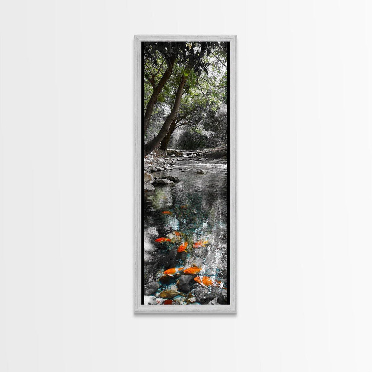 Koi Pond, Peaceful Water, Zen Garden Vibes, Orange Fish, Reflective Nature, Framed Canvas Print, Serene Bedroom Wall Art, Living Room Art | | Wiccan Center