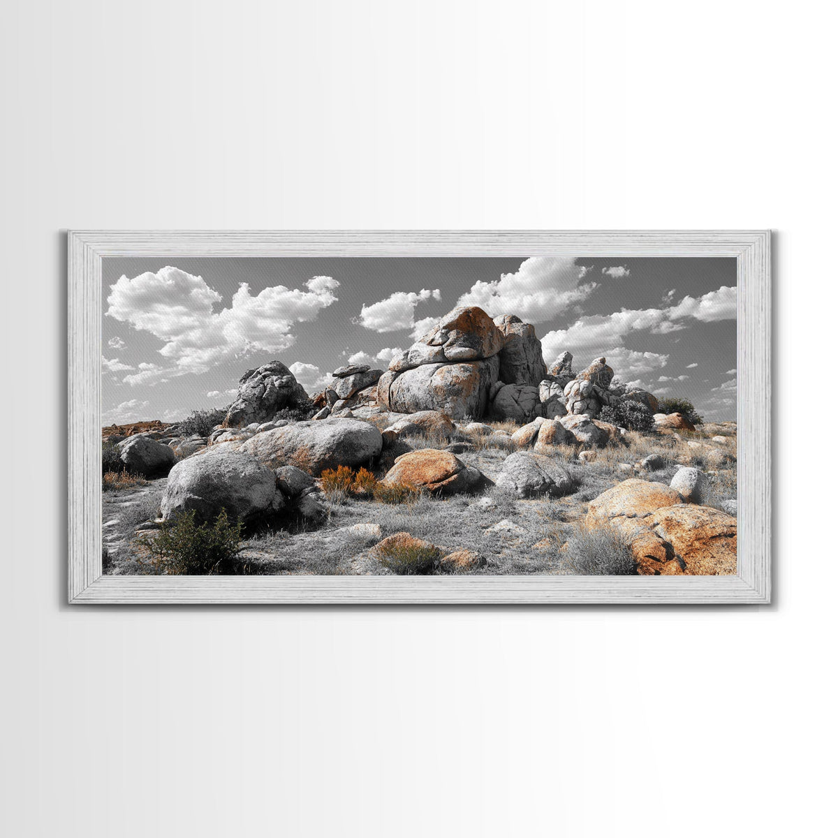 Granite Boulders, Desert Landscape, Natural Beauty, Earthy Tones, Framed Canvas Print, Entryway Wall Art, Nature Minimalism Style | | Wiccan Center