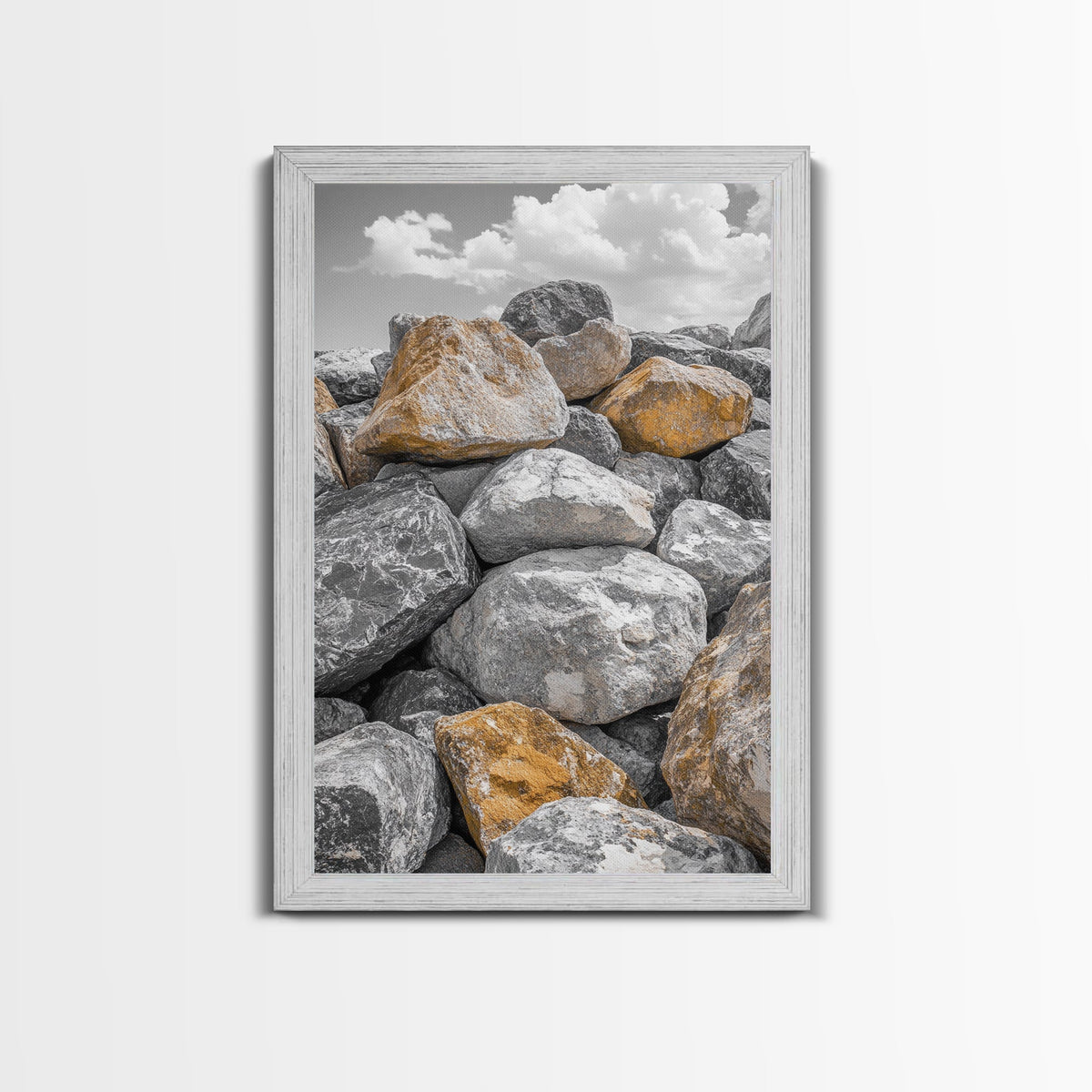 Golden Boulders, Earthy Texture, Nature Stones, Framed Canvas Print, Industrial Office Wall Art, Minimalist Landscape, Rock Photography | | Wiccan Center