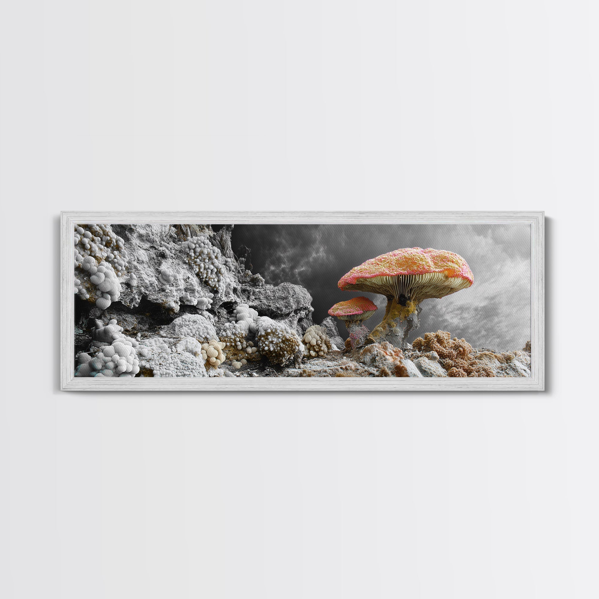 Fantasy Mushrooms, Surreal Fungi, Dark Cottagecore, Magical Forest, Framed Canvas Print, Whimsical Wall Art, Bedroom Wall Decor
