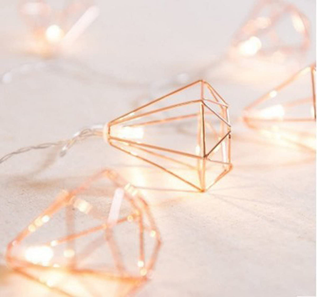 10 LED Rose Gold Diamond String Fairy Lights - Battery Operated | | Wiccan Center