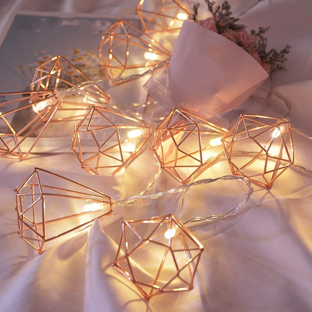10 LED Rose Gold Diamond String Fairy Lights - Battery Operated | | Wiccan Center