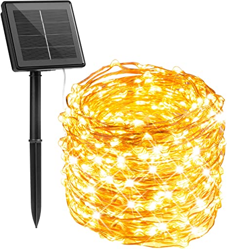 Solar Powered 200 LED 72ft Copper Wire Fairy Light 72' - 8 Light Modes | | Wiccan Center