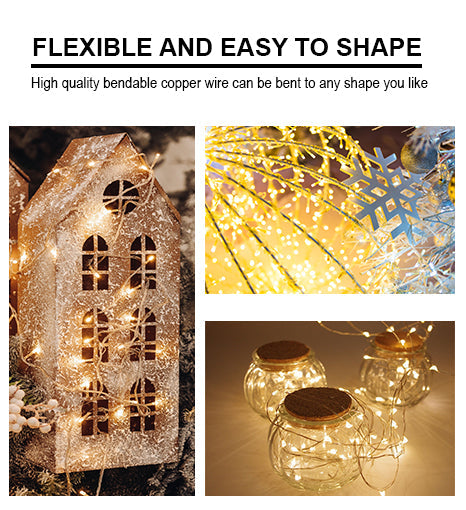 Solar Powered 200 LED 72ft Copper Wire Fairy Light 72' - 8 Light Modes | | Wiccan Center