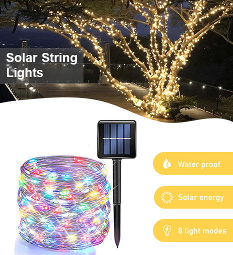 Solar Powered 200 LED 72ft Copper Wire Fairy Light 72' - 8 Light Modes | | Wiccan Center