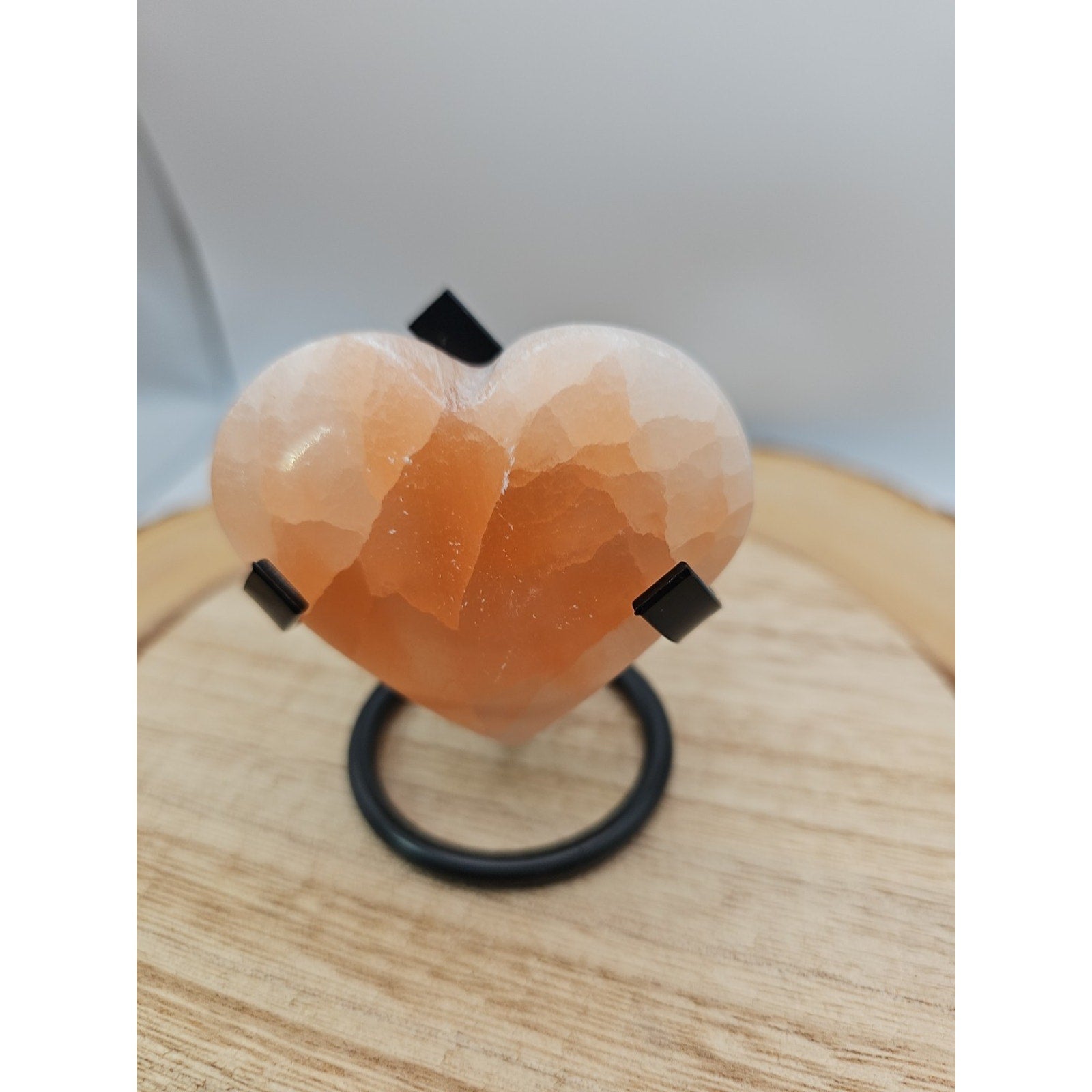 Peach Selenite Palm Stone W/stand 1each | Palm Stones & Tumbled Crystals | Wiccan Center
