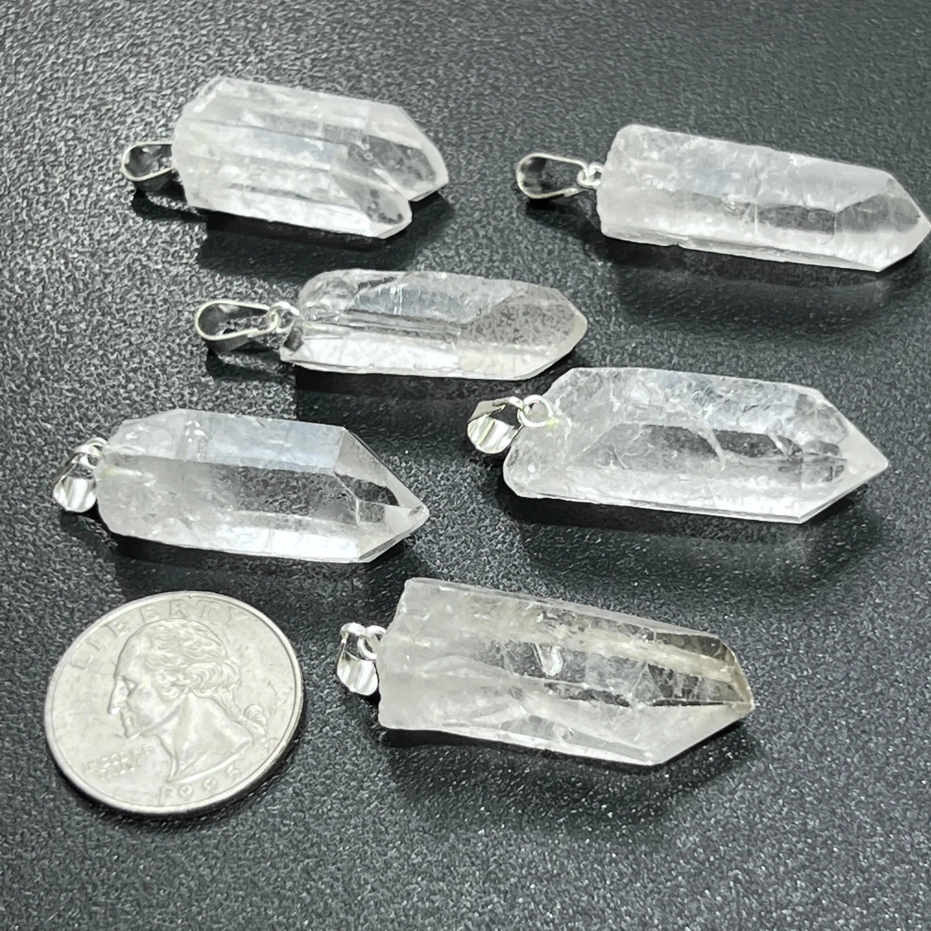 Raw Quartz Crystal Pendant Rough Clear Point (Silver Bail) | Jewelry > Necklaces > Crystal Necklaces | Wiccan Center