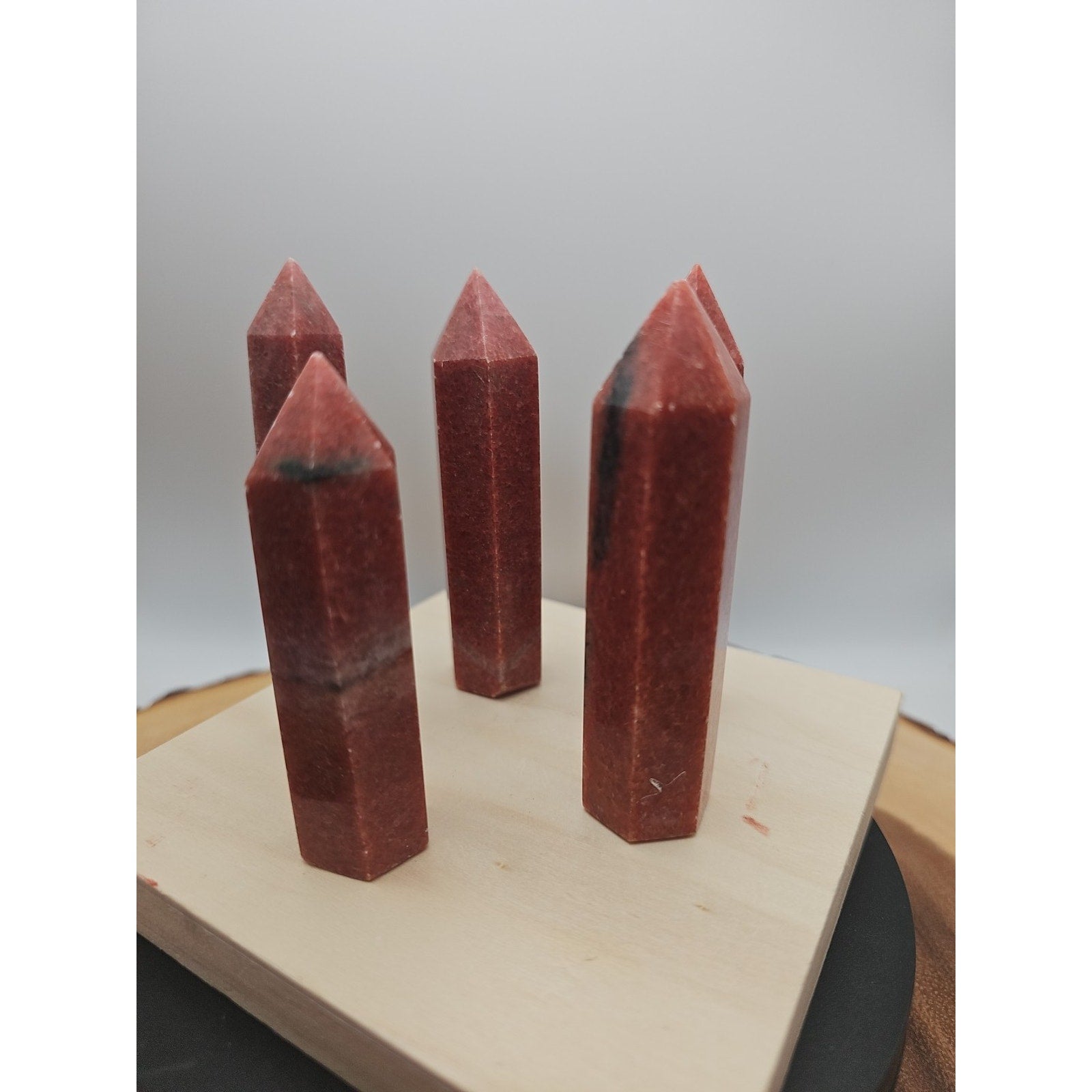 5pcs Avg .65 Natural Rhodonite Quartz Crystal Brazil | Mineral Specimens | Wiccan Center