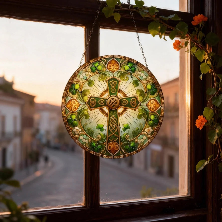 Ireland's Celtic Cross Stained Glass Suncatcher Gift | Gifts | Wiccan Center