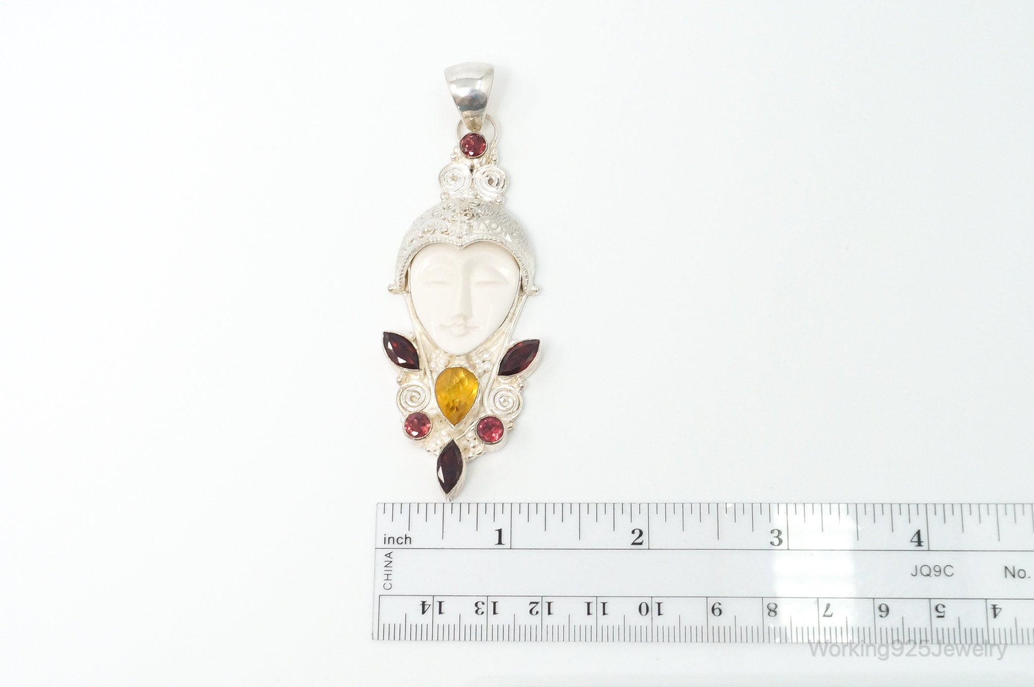 Large Vintage Goddess Multi Gem Sterling Silver Pendant | Jewelry > Necklaces > Pendants | Wiccan Center