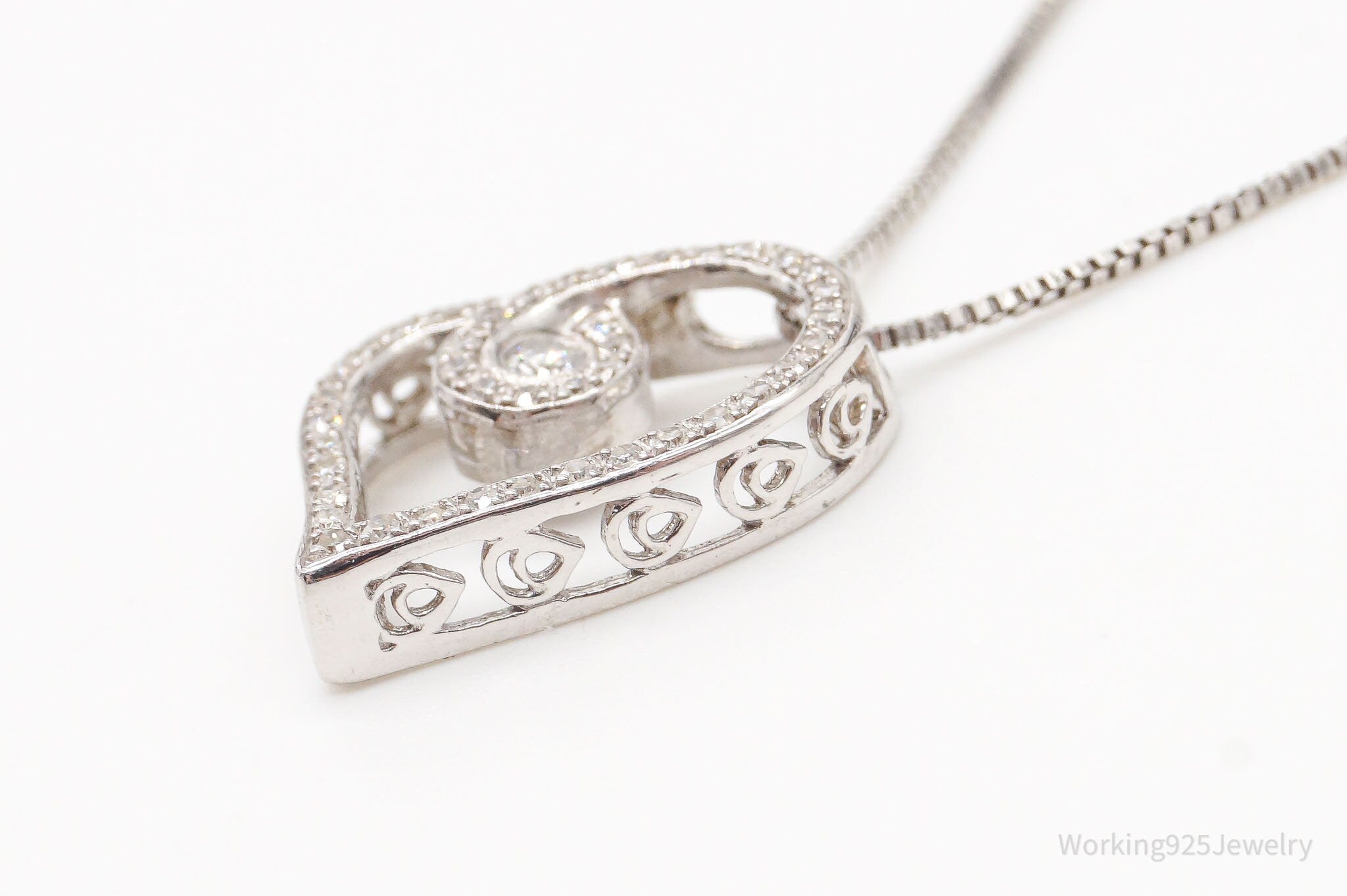 Vintage Diamond Heart Sterling Silver Necklace | Jewelry > Necklaces > Pendants | Wiccan Center