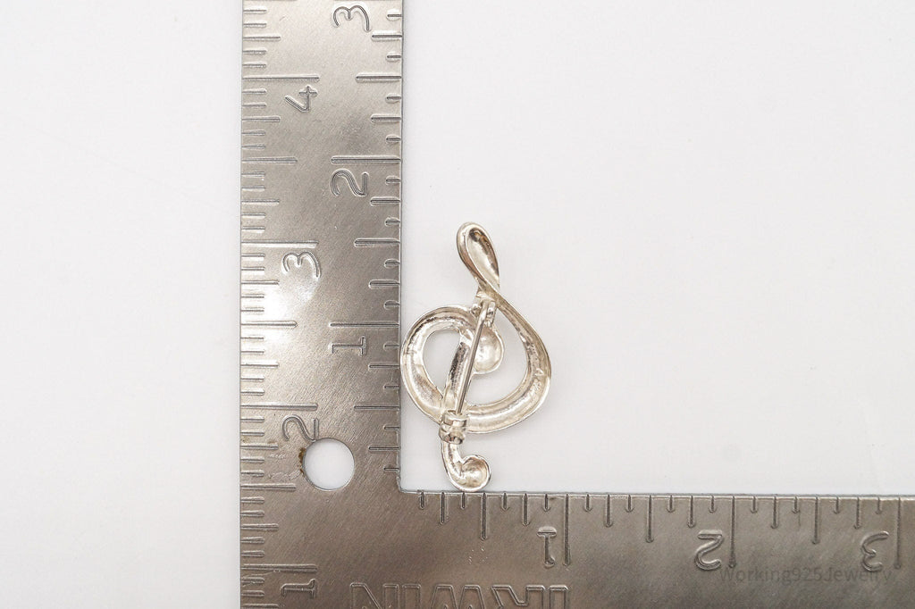 Vintage Treble Clef Music Note Sterling Silver Brooch Pin | Jewelry > Brooches, Pins & Clips | Wiccan Center