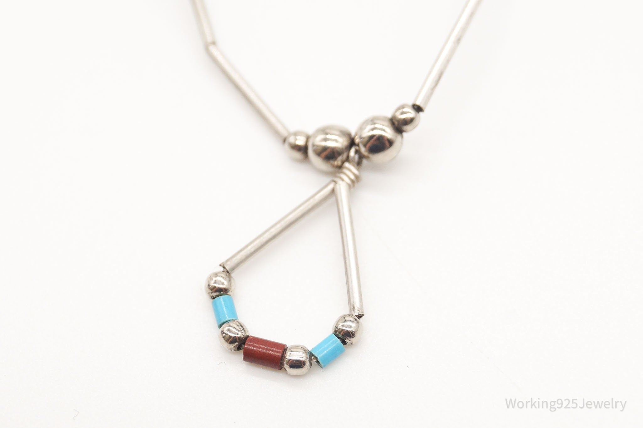 Vintage Native American Coral Turquoise Bead Silver Necklace | Jewelry > Necklaces | Wiccan Center