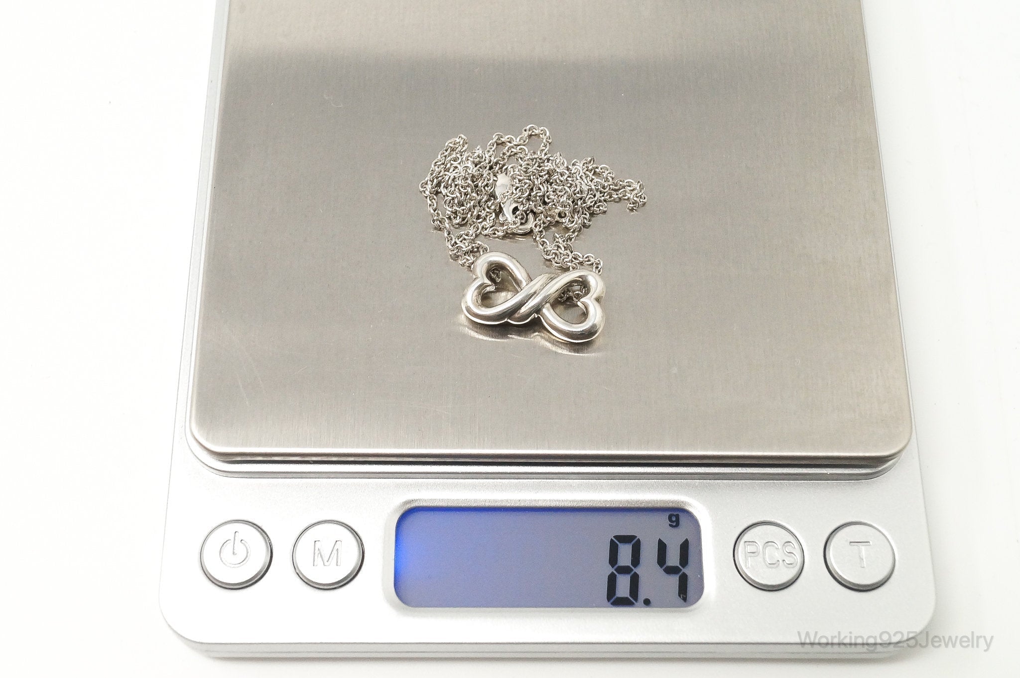 Vintage Open Linked Hearts Lovers Infinity Sterling Silver Necklace | Jewelry > Necklaces > Pendants | Wiccan Center