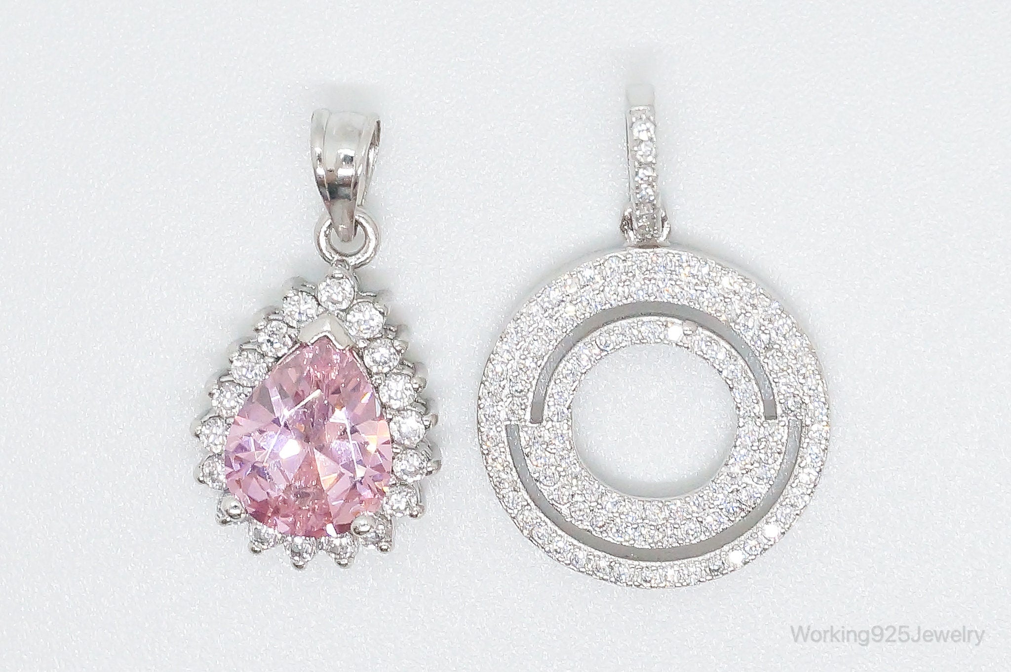 Vintage Pink Topaz Cubic Zirconia Sterling Silver Necklace Pendants | Jewelry > Necklaces > Pendants | Wiccan Center
