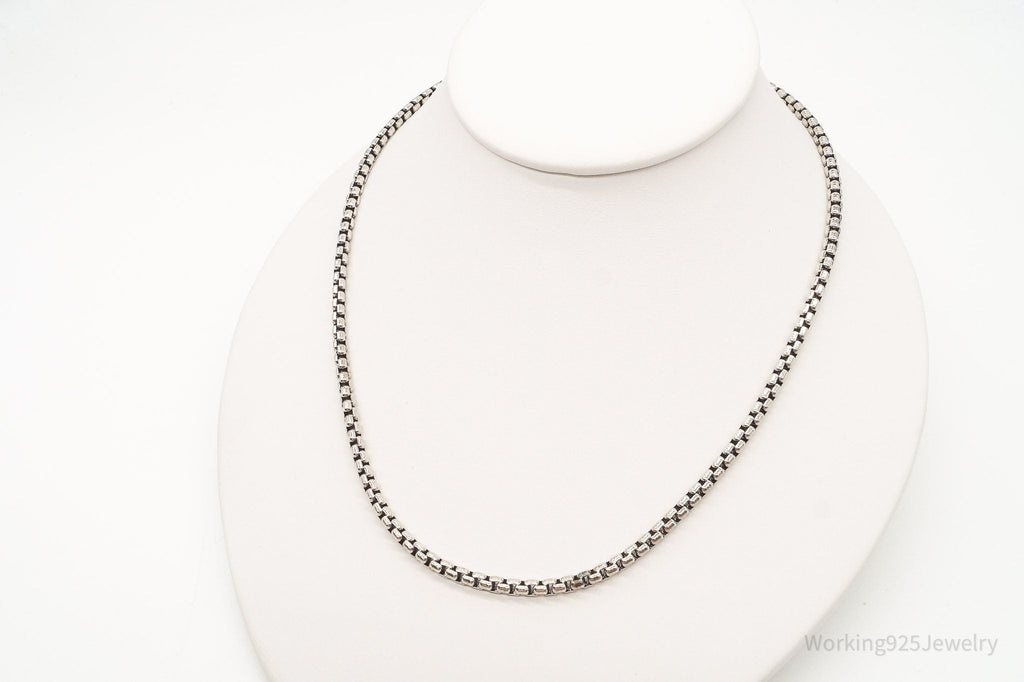 Vintage High Fashion Sterling Silver Puffy Box Chain Link Necklace | Jewelry > Necklaces > Pendants | Wiccan Center