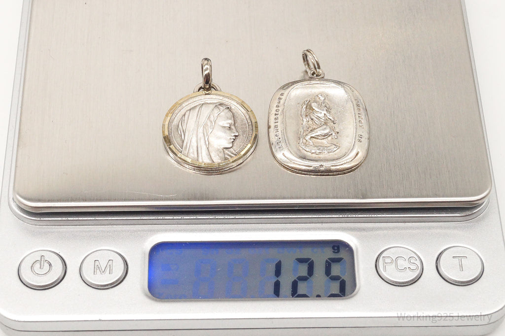 Antique Saints Protection Sterling Silver Pendant Charm Set | Jewelry > Necklaces > Pendants | Wiccan Center