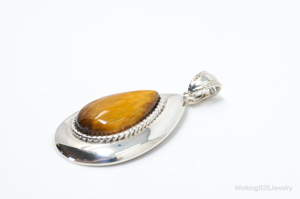 Vintage Large Tigers Eye Southwestern Style Sterling Silver Pendant | Jewelry > Necklaces > Pendants | Wiccan Center