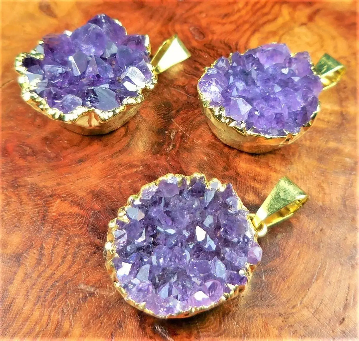 Druzy Amethyst Necklace Pendant - Petite Gold Crystal Cluster | Retail Pendants | Wiccan Center