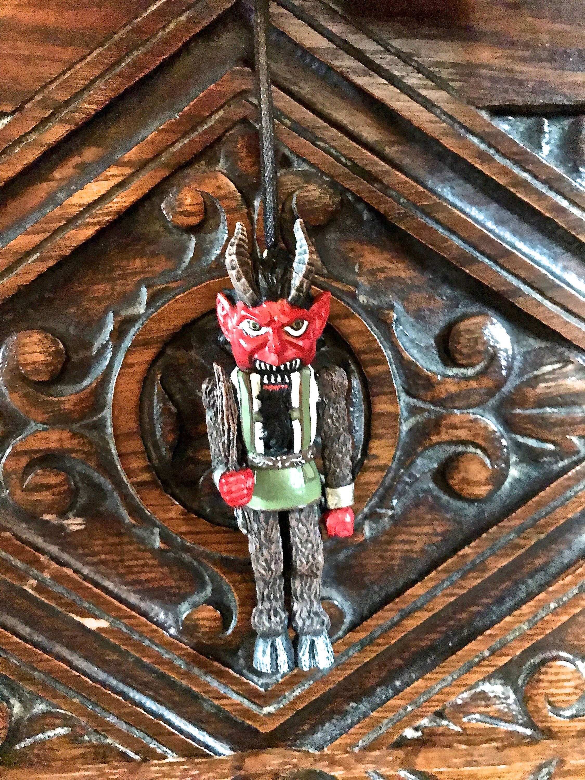 Krampus Nutcracker Ornament, Full Color, Resin Sculpture | Mythical Creature Figurine | Unique Dark Christmas Demon, Gothic Holiday Decor