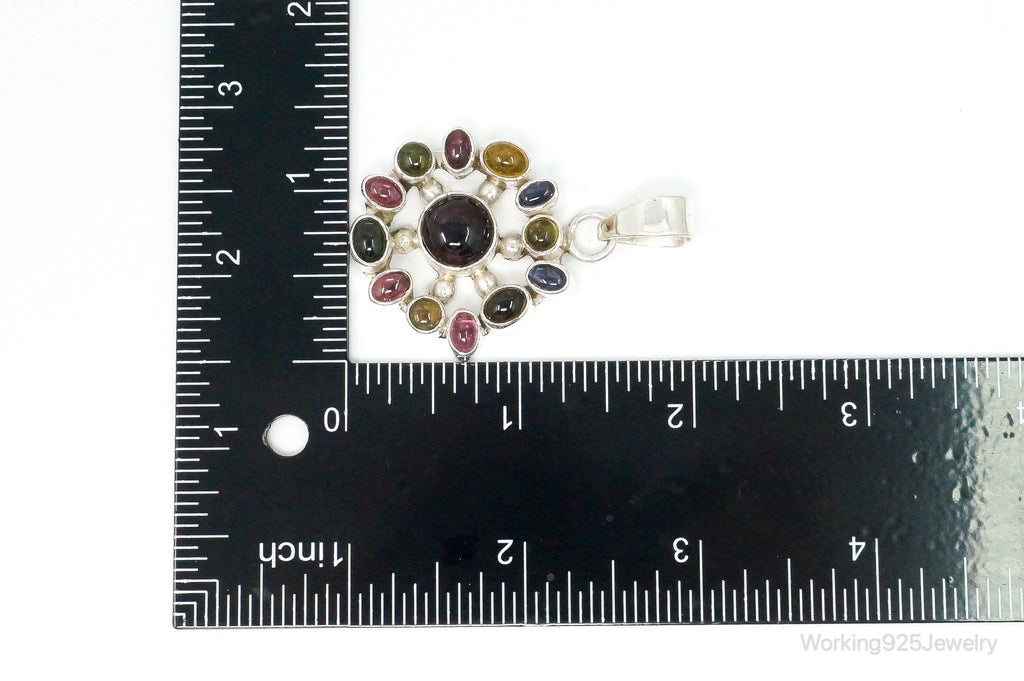 Large Designer SJ Multi Gem Sterling Silver Necklace Pendant | Jewelry > Necklaces > Pendants | Wiccan Center