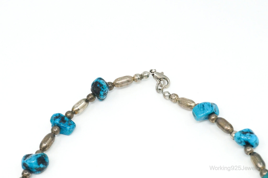 Vintage Native American Turquoise Beaded Sterling Silver Necklace | Jewelry > Necklaces > Pendants | Wiccan Center