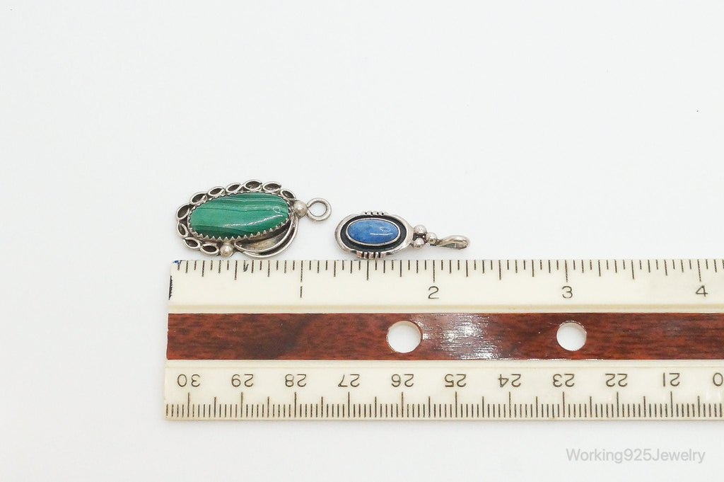 Vintage Native American Malachite Lapis Lazuli Sterling Silver Charm Pendants | Jewelry > Necklaces > Pendants | Wiccan Center