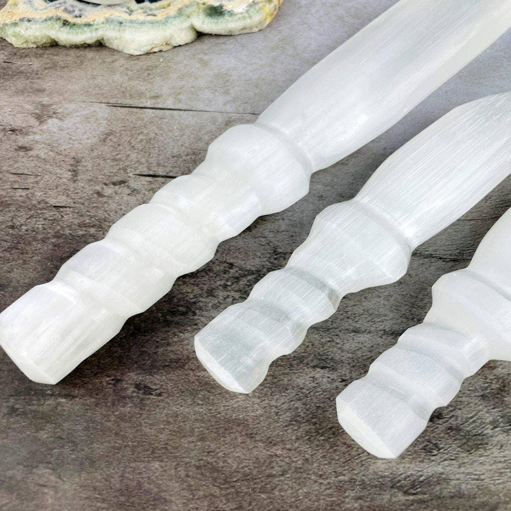 Hand Carved Crystal Selenite Knife with Twisted Handle | | Wiccan Center