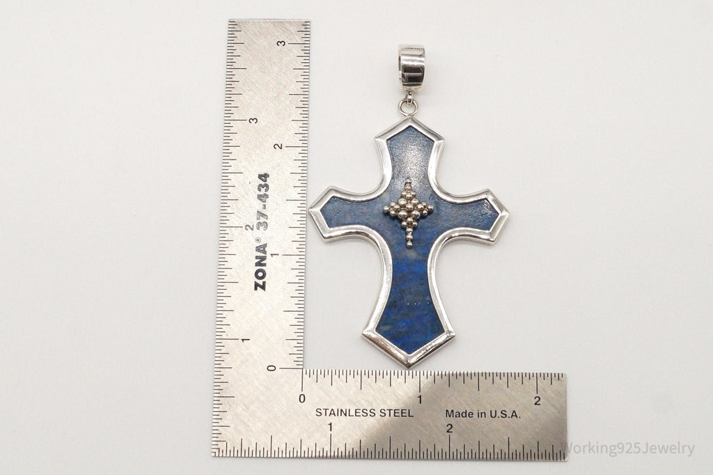 Designer Whitney Kelly Large Lapis Lazuli Cross Sterling Silver Pendant | Jewelry > Necklaces > Pendants | Wiccan Center