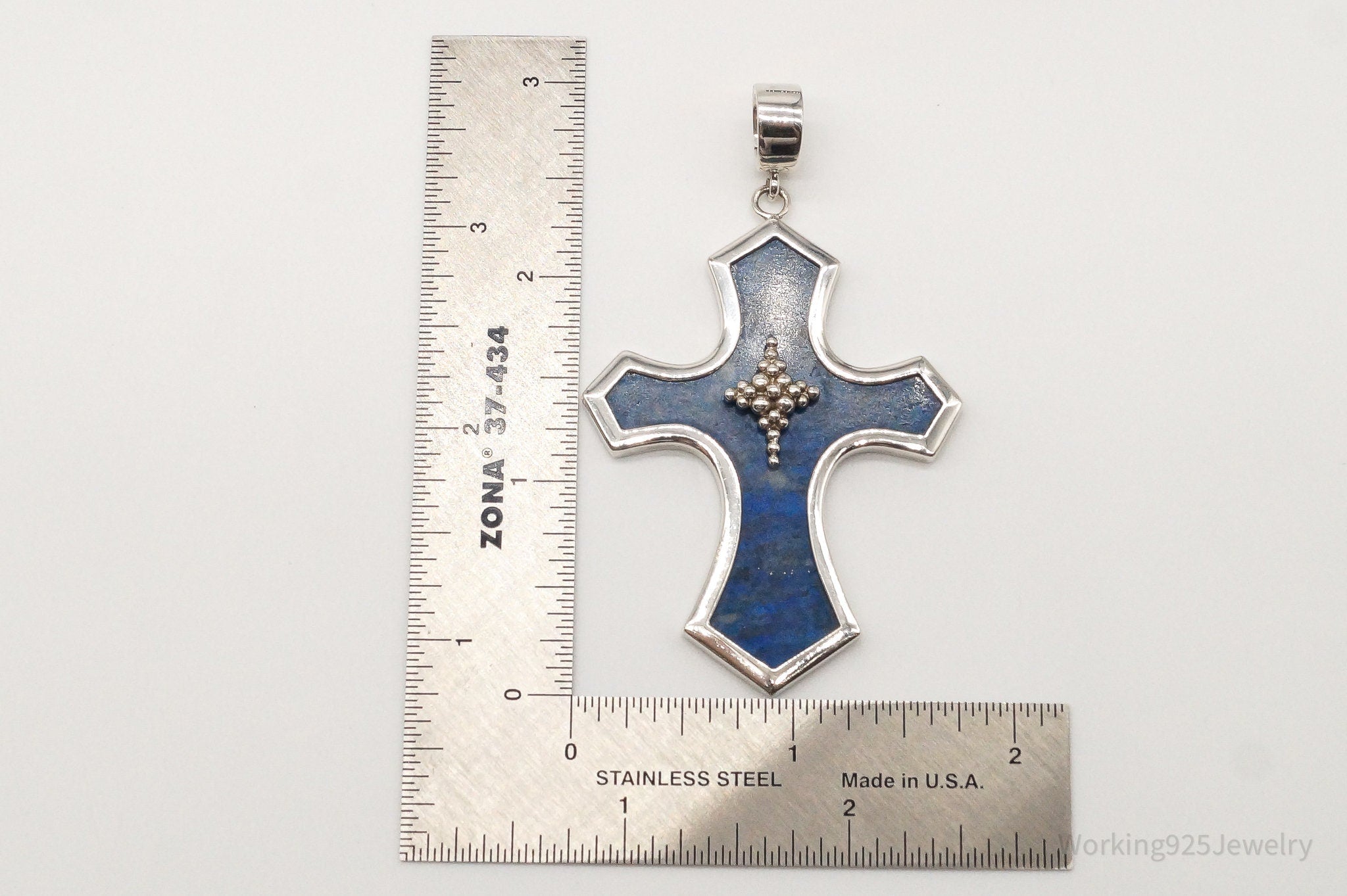 Designer Whitney Kelly Large Lapis Lazuli Cross Sterling Silver Pendant | Jewelry > Necklaces > Pendants | Wiccan Center