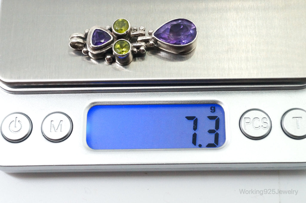 Vintage Amethyst Peridot Sterling Silver Bali Style Necklace Pendant | Jewelry > Necklaces > Pendants | Wiccan Center
