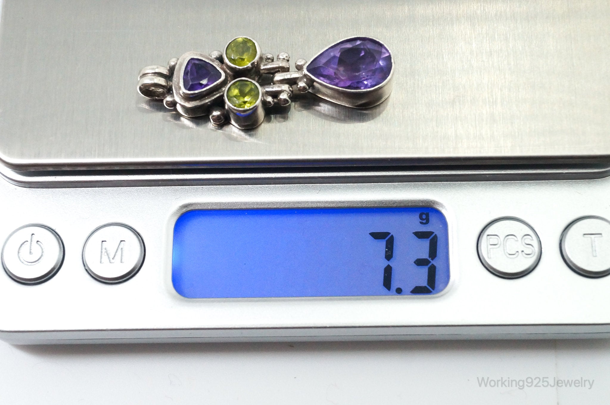 Vintage Amethyst Peridot Sterling Silver Bali Style Necklace Pendant | Jewelry > Necklaces > Pendants | Wiccan Center