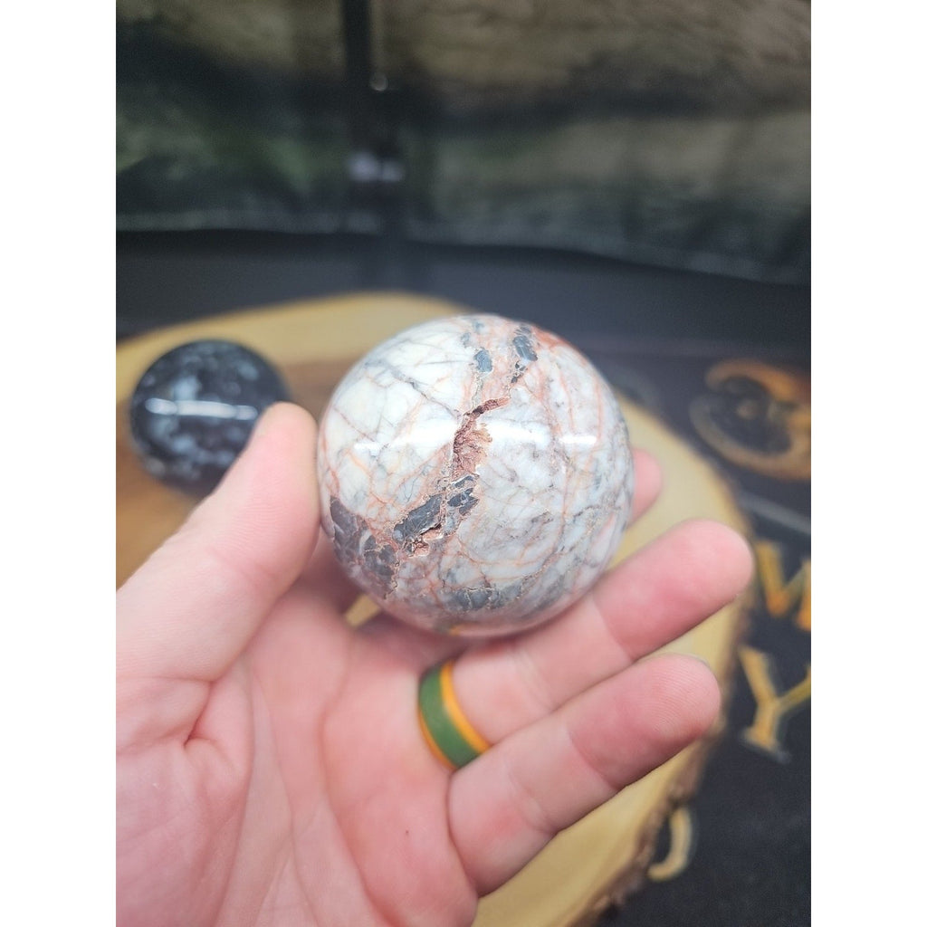 2Pcs A Set Of Natural Quartz Crystal Jasper Sphere Ball Polished 50-60mm &stand | Crystal Spheres & Eggs | Wiccan Center