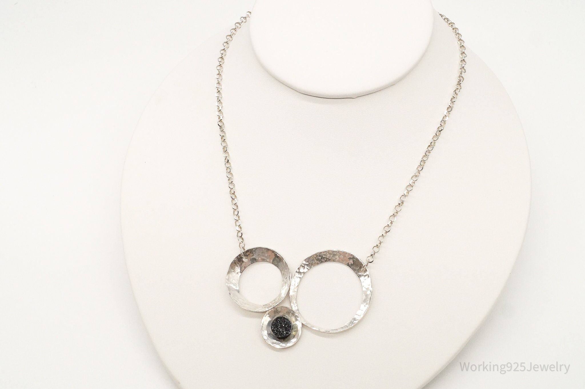 Modernist Druzy Quartz Sterling Silver Necklace | Jewelry > Necklaces > Pendants | Wiccan Center