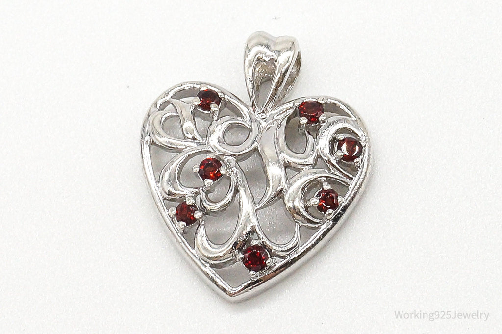 Vintage Designer CID Garnet Heart Sterling Silver Pendant | Jewelry > Necklaces > Pendants | Wiccan Center