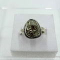 Sterling Silver Oval Pyrite Rope-Edge Ring – Size 8 – Protection, Confidence & Grounding | Rings | Wiccan Center