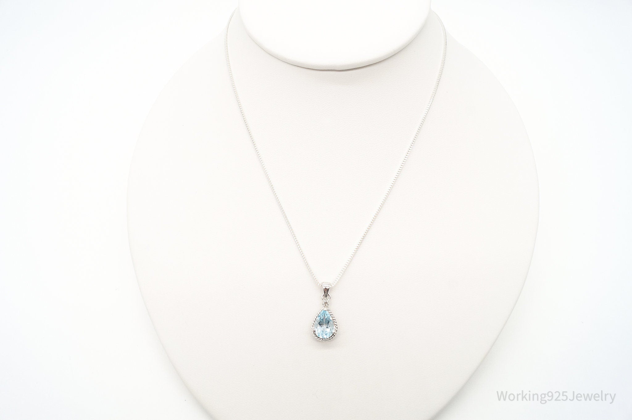 Vintage Designer DBJ Blue Topaz Diamond Sterling Silver Adjustable Necklace | Jewelry > Necklaces > Pendants | Wiccan Center
